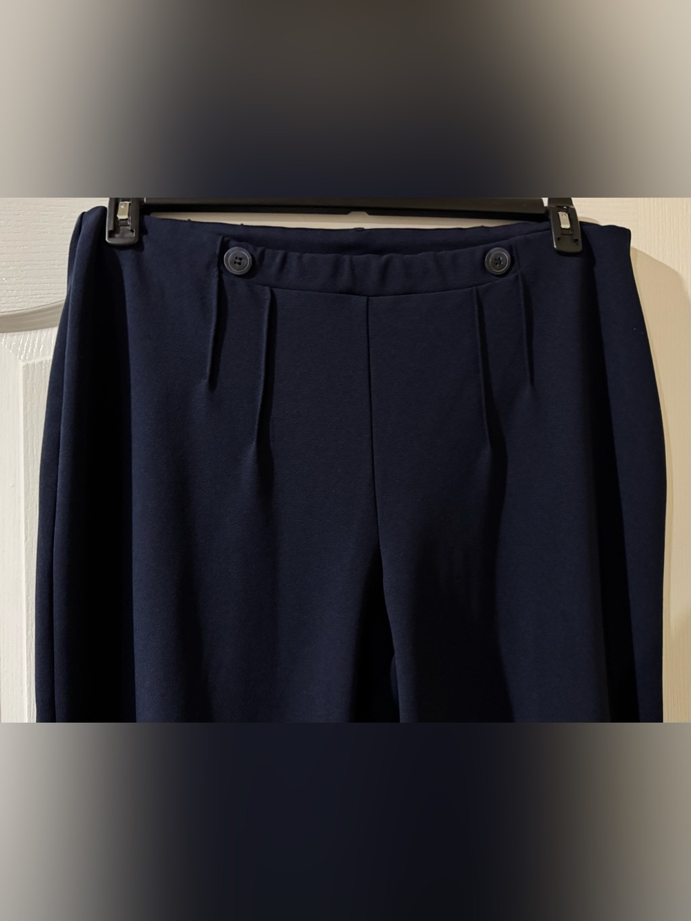 Cato Navy Wide Leg Women's Pants with Button Waist - Picture 2 of 5